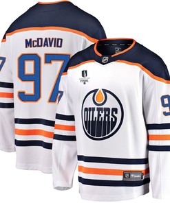 Edmonton Oilers Connor McDavid 97 Away 2022 Stanley Cup Final Breakaway Men Jersey - White - Robokeg