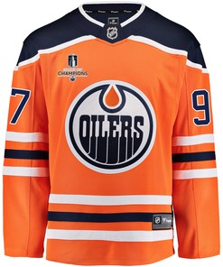Edmonton Oilers Connor McDavid 97 Home 2022 Stanley Cup Champions Breakaway Men Jersey - Orange - Robokeg