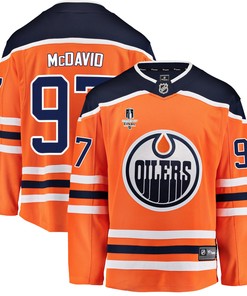 Edmonton Oilers Connor McDavid 97 Home 2022 Stanley Cup Final Breakaway Men Jersey - Orange - Robokeg