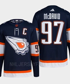 Edmonton Oilers Connor McDavid 97 Navy Primegreen Reverse Retro 2.0 Jersey 2022 - Robokeg