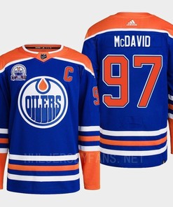 Edmonton Oilers Connor McDavid 97 Royal Primegreen Lee Ryan Hall Of Fame Patch Jersey 2022 - Robokeg
