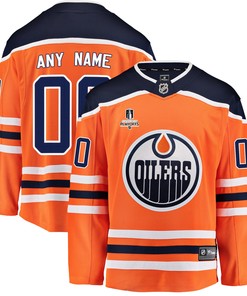 Edmonton Oilers Custom Home 2022 Stanley Cup Playoffs Breakaway Men Jersey - Orange - Robokeg
