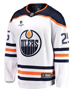 Edmonton Oilers Darnell Nurse 25 Away 2022 Stanley Cup Playoffs Breakaway Men Jersey - White - Robokeg