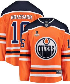 Edmonton Oilers Derick Brassard 16 Home 2022 Stanley Cup Playoffs Breakaway Men Jersey - Orange - Robokeg