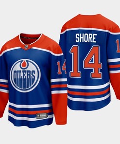 Edmonton Oilers Devin Shore 14 2022-23 Home Royal Jersey Premier - Robokeg