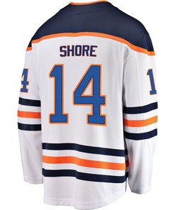 Edmonton Oilers Devin Shore 14 Away 2022 Stanley Cup Final Breakaway Men Jersey - White - Robokeg