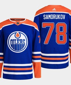 Edmonton Oilers Dmitri Samorukov 78 Royal Primegreen 2022-23 Home Jersey - Robokeg