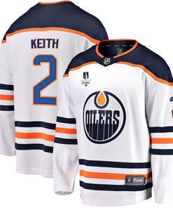 Edmonton Oilers Duncan Keith 2 Away 2022 Stanley Cup Final Breakaway Men Jersey - White - Robokeg