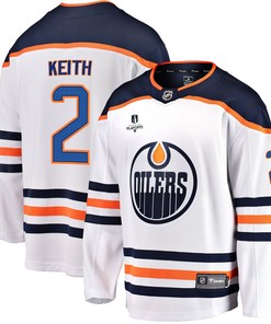 Edmonton Oilers Duncan Keith 2 Away 2022 Stanley Cup Playoffs Breakaway Men Jersey - White - Robokeg