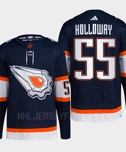 Edmonton Oilers Dylan Holloway 55 Navy Primegreen Reverse Retro 2.0 Jersey 2022 - Robokeg