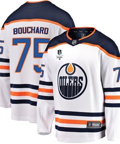 Edmonton Oilers Evan Bouchard 75 Away 2022 Stanley Cup Final Breakaway Men Jersey - White - Robokeg
