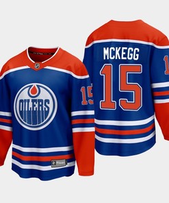 Edmonton Oilers Greg McKegg 15 2022-23 Home Royal Jersey Premier - Robokeg