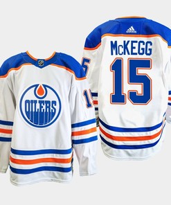 Edmonton Oilers Greg McKegg 15 White Primegreen Away Jersey 2022-23 - Robokeg