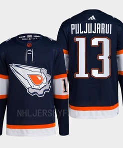 Edmonton Oilers Jesse Puljujarvi 13 Navy Primegreen Reverse Retro 2.0 Jersey 2022 - Robokeg