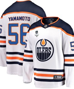 Edmonton Oilers Kailer Yamamoto 56 Away 2022 Stanley Cup Final Breakaway Men Jersey - White - Robokeg