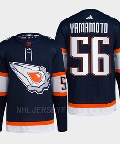 Edmonton Oilers Kailer Yamamoto 56 Navy Primegreen Reverse Retro 2.0 Jersey 2022 - Robokeg