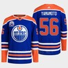Edmonton Oilers Kailer Yamamoto 56 Royal Primegreen Lee Ryan Hall Of Fame Patch Jersey 2022 - Robokeg
