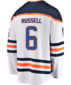 Edmonton Oilers Kris Russell 6 Away 2022 Stanley Cup Playoffs Breakaway Men Jersey - White - Robokeg
