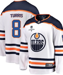 Edmonton Oilers Kyle Turris 8 Away 2022 Stanley Cup Champions Breakaway Men Jersey - White - Robokeg