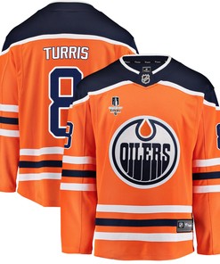 Edmonton Oilers Kyle Turris 8 Home 2022 Stanley Cup Final Breakaway Men Jersey - Orange - Robokeg
