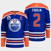 Edmonton Oilers Lee Fogolin 2 Royal Primegreen Hall Of Fame Patch Jersey 2022 - Robokeg
