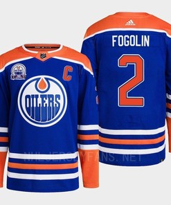 Edmonton Oilers Lee Fogolin 2 Royal Primegreen Hall Of Fame Patch Jersey 2022 - Robokeg