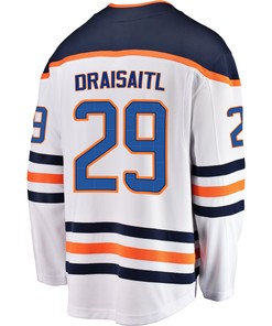 Edmonton Oilers Leon Draisaitl 29 Away 2022 Stanley Cup Playoffs Breakaway Men Jersey - White - Robokeg
