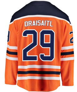Edmonton Oilers Leon Draisaitl 29 Home 2022 Stanley Cup Playoffs Breakaway Men Jersey - Orange - Robokeg