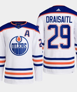 Edmonton Oilers Leon Draisaitl 29 White Away Primegreen Jersey 2022-23 - Robokeg