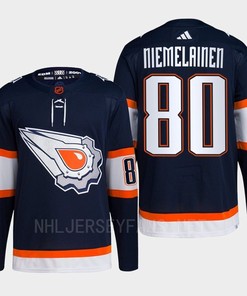 Edmonton Oilers Markus Niemelainen 80 Navy Primegreen Reverse Retro 2.0 Jersey 2022 - Robokeg
