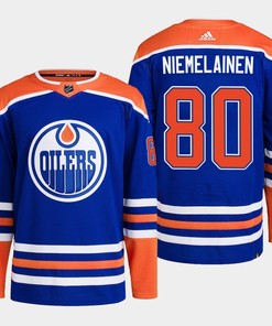 Edmonton Oilers Markus Niemelainen 80 Royal Primegreen 2022-23 Home Jersey - Robokeg