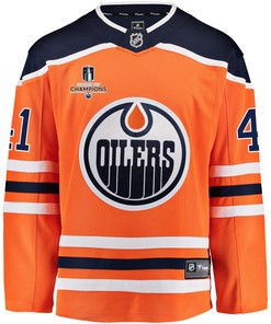 Edmonton Oilers Mike Smith 41 Home 2022 Stanley Cup Champions Breakaway Men Jersey - Orange - Robokeg