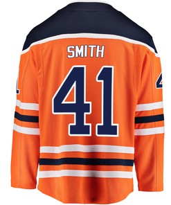 Edmonton Oilers Mike Smith 41 Home 2022 Stanley Cup Playoffs Breakaway Men Jersey - Orange - Robokeg