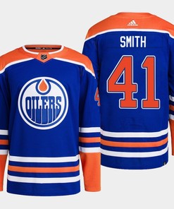 Edmonton Oilers Mike Smith 41 Royal Primegreen 2022-23 Home Jersey - Robokeg