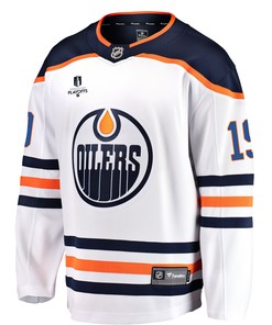 Edmonton Oilers Mikko Koskinen 19 Away 2022 Stanley Cup Playoffs Breakaway Men Jersey - White - Robokeg