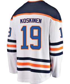 Edmonton Oilers Mikko Koskinen 19 Away 2022 Stanley Cup Playoffs Breakaway Men Jersey - White - Robokeg