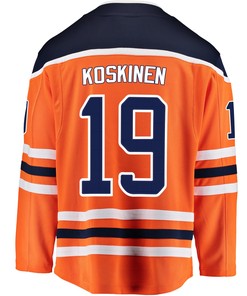 Edmonton Oilers Mikko Koskinen 19 Home 2022 Stanley Cup Champions Breakaway Men Jersey - Orange - Robokeg