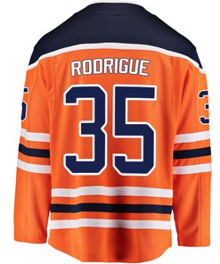 Edmonton Oilers Olivier Rodrigue 35 Home 2022 Stanley Cup Playoffs Breakaway Men Jersey - Orange - Robokeg