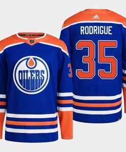 Edmonton Oilers Olivier Rodrigue 35 Royal Primegreen 2022-23 Home Jersey - Robokeg