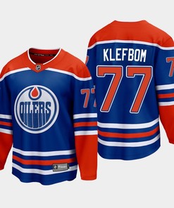 Edmonton Oilers Oscar Klefbom 77 2022-23 Home Royal Jersey Premier - Robokeg
