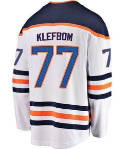 Edmonton Oilers Oscar Klefbom 77 Away 2022 Stanley Cup Champions Breakaway Men Jersey - White - Robokeg