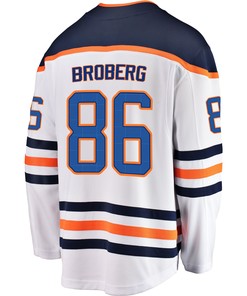Edmonton Oilers Philip Broberg 86 Away 2022 Stanley Cup Playoffs Breakaway Men Jersey - White - Robokeg