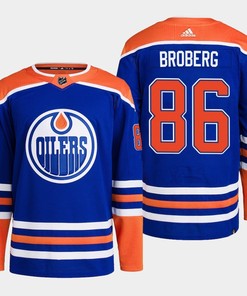 Edmonton Oilers Philip Broberg 86 Royal Primegreen 2022-23 Home Jersey - Robokeg