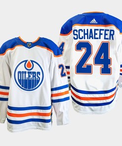Edmonton Oilers Reid Schaefer 24 White Away Primegreen Jersey 2022-23 - Robokeg