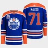 Edmonton Oilers Ryan McLeod 71 Royal Primegreen Lee Ryan Hall Of Fame Patch Jersey 2022 - Robokeg