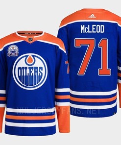 Edmonton Oilers Ryan McLeod 71 Royal Primegreen Lee Ryan Hall Of Fame Patch Jersey 2022 - Robokeg