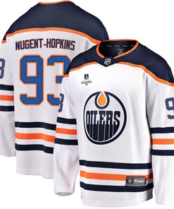 Edmonton Oilers Ryan Nugent-Hopkins 93 Away 2022 Stanley Cup Playoffs Breakaway Men Jersey - White - Robokeg