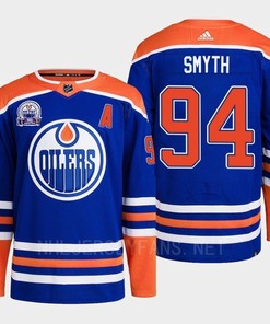 Edmonton Oilers Ryan Smyth 94 Royal Primegreen Hall Of Fame Patch Jersey 2022 - Robokeg