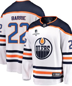 Edmonton Oilers Tyson Barrie 22 Away 2022 Stanley Cup Champions Breakaway Men Jersey - White - Robokeg