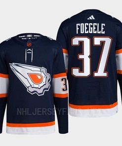 Edmonton Oilers Warren Foegele 37 Navy Primegreen Reverse Retro 2.0 Jersey 2022 - Robokeg
